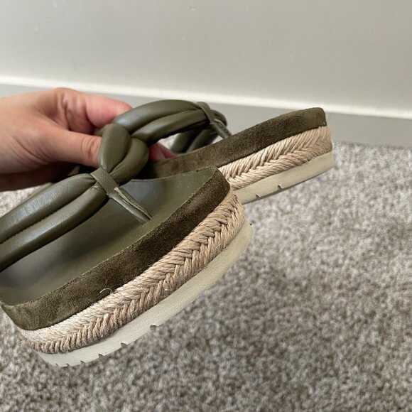 VINCE | New Forest Green Espadrille Platform Leather Flip Flop - Picture 7 of 11
